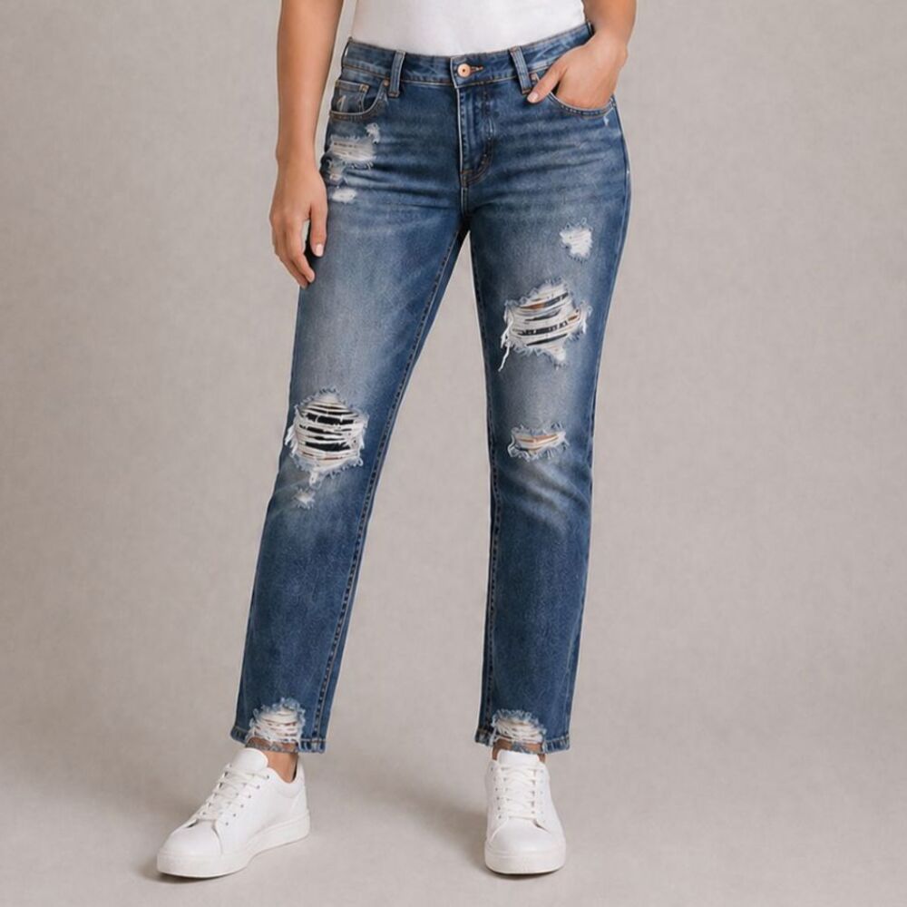 American Eagle Tomgirl Destroyed Button Fly Jeans 4